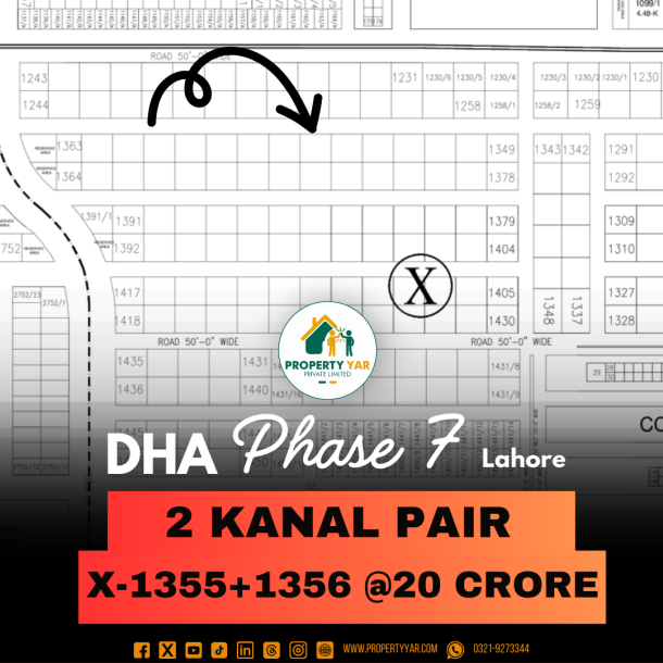 Affordable Price 2 Kanal Pair Plots Available For Sale In DHA Lahore Phase 7 Block X-1