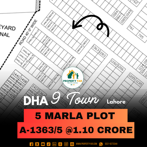 Ideal Location 5 Marla Plot For Sale In DHA Lahore Phase 9 Town Block A-1