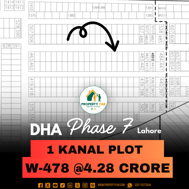 W-478 Demand 4.28 Crore Excellent Location 1 Kanal residential Plot For Sale In DHA Lahore Phase 7-1