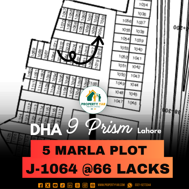 Corner Lowest Cost 5 Marla Plot Plot For Sale In DHA Lahore Phase 9 Prism Block J-1