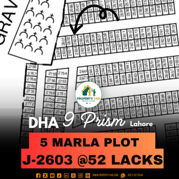 J-2603 Lowest Cost 5 Marla Plot Plot For Sale In DHA Lahore Phase 9 Prism Block J-1