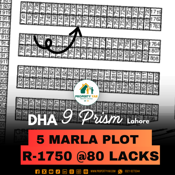 R-1750 Top Location 5 Marla Plot For Sale In DHA Lahore Phase 9 Prism-1