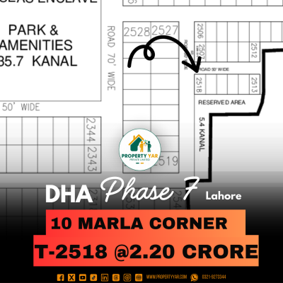 Corner Best Price T-2518 Demand 2.20 Crore For Sale In DHA Lahore Phase 7