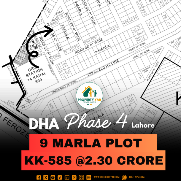 Ideal Location 9 Marla Plot Available For Sale In DHA Lahore Phase 4 Block KK-1