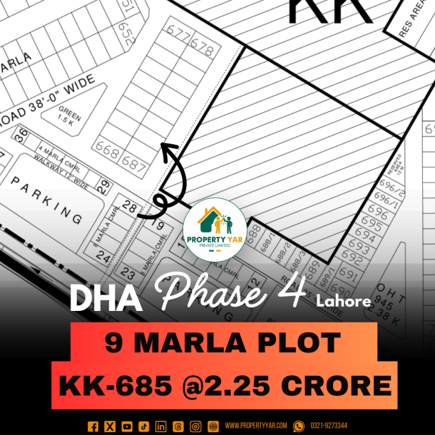Paper Available KK-685 Excellent Location 9 Marla Plot For Sale In DHA Lahore Phase 4-1