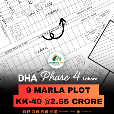 Affordable 9 Marla Plot KK-40 Available For Sale In DHA Lahore Phase 4