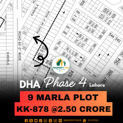Ideal Location 9 Marla Plot Available For Sale In DHA Lahore Phase 4 Block KK