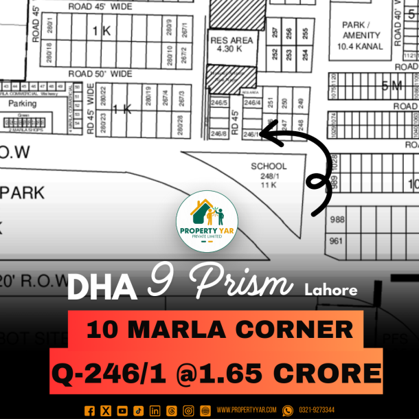 Corner 10 Marla Plot Available For Sale In DHA Lahore Phase 9 Prism-1