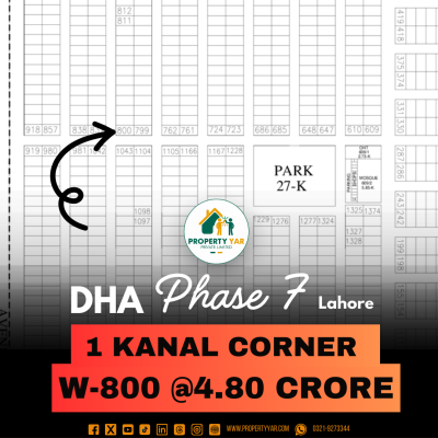 Corner 1 Kanal Ideal Location Plot Available For Sale In DHA Lahore Phase 7