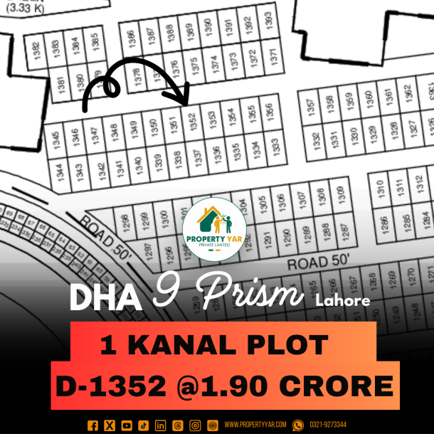 D-1352 Possassion Plot Available For Sale In DHA Lahore Phase 9 Prime-1