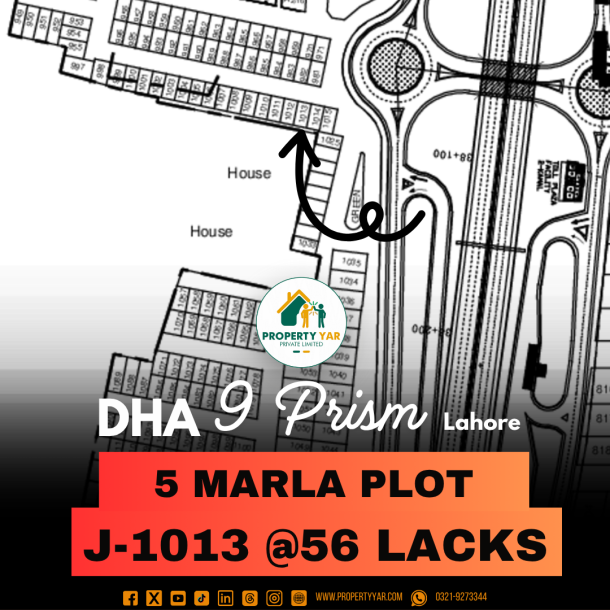 Low Price 5 Marla Plot For Sale In DHA Lahore Phase 9 Prism Block J-1