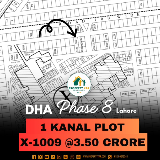 Prime Location 1 Kanal Plot Available For Sale In DHA Lahore Phase 8 Block X-1