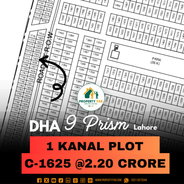 On 80 Feet Wide Road 1 Kanal Plot For Sale In DHA Lahore Phase 9 Prism-1