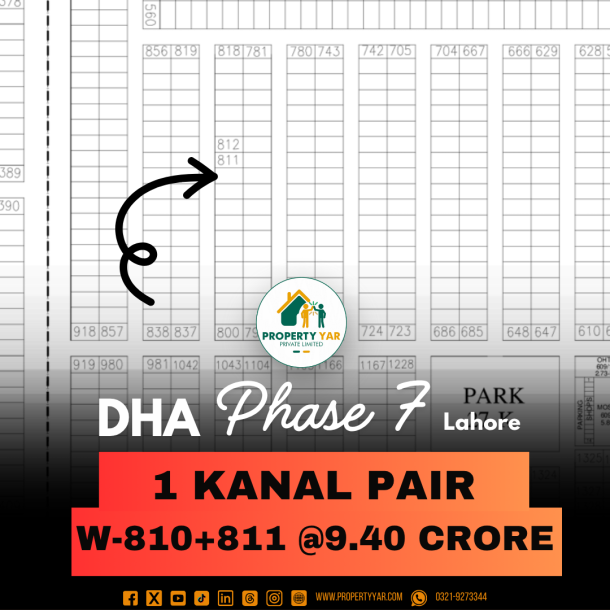 1 Kanal Pair Plot Available For Sale In DHA Lahore Phase 7 Block W-1