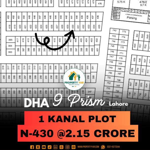 1 Kanal Lowest Price Plot For Sale In DHA Lahore Phase 9 Prism-1