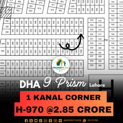 Corner Best Price 1 Kanal Plot For Sale In DHA Lahore Phase 9 Prism Block H