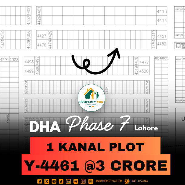 On 70 Feet Road 1 Kanal Plot Available For Sale In DHA Lahore Phase 7 Block Y-1
