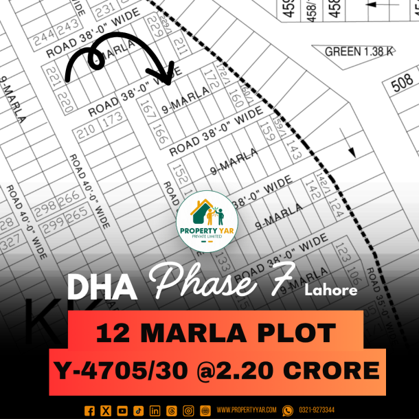 Corner 12 Marla Plot Available For Sale In DHA Lahore Phase 7 Block Y-1