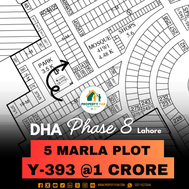 Facing Park 5 Marla Plot For Sale In DHA Lahore Phase 8 Block Y-1