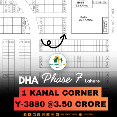 Corner Facing Park 1 Kanal Plot For Sale In DHA Lahore Phase 7