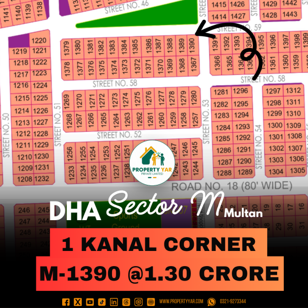 Corner Park Facing 1 Kanal Plot For Sale In DHA Multan-1