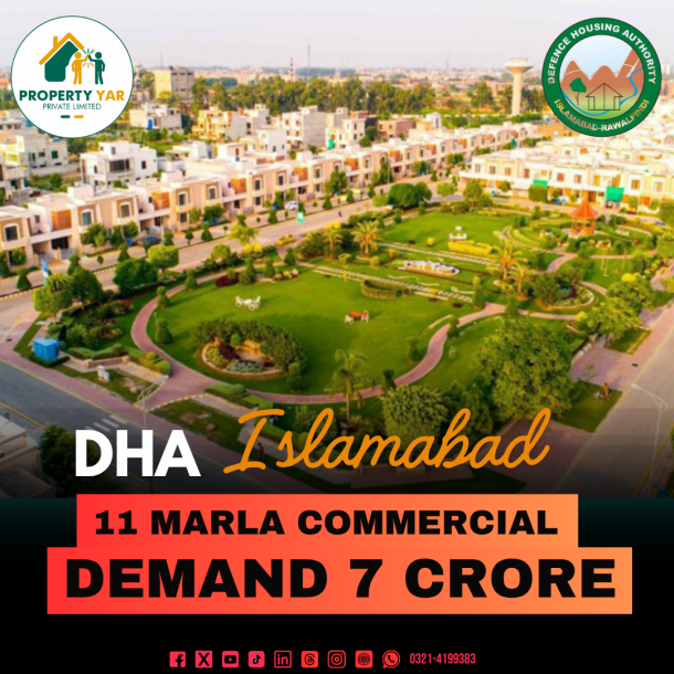 Corner And Park Facing 11 Marla Commercial Plot Available For Sale In DHA Islamabad-1
