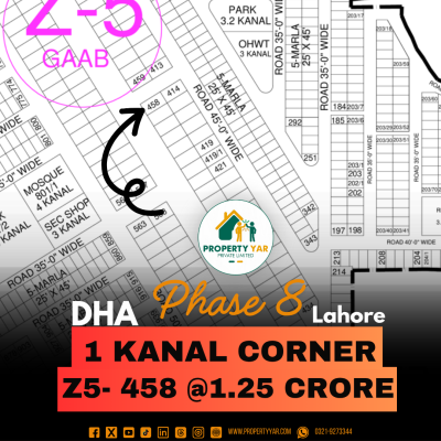 Corner Direct Deal 1 Kanal Plot Available For Sale In DHA Lahore Phase 8 Block Z5