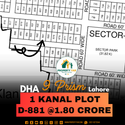 Investor Rate 1 Kanal Plot Available For Sale In DHA Lahore Phase 9 Prism