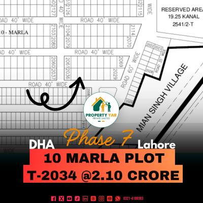 T-2034 Top Location 10 Marla Plot Available For Sale In DHA Lahore Phase 7 Block T