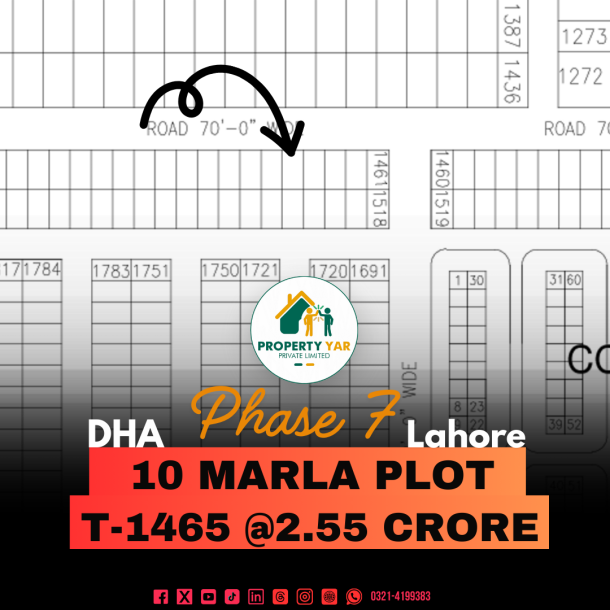 On 70 Feet Wide Road 10 Marla Plot Is Available For Sale In DHA Lahore Phase 7-1