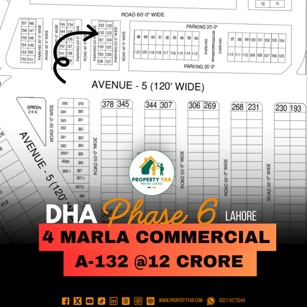 (A- 132) Prime Location 4 Marla Commercial Plot Demand 12 Crore on 30 Feet Road Available For Sale In DHA Lahore Phase 6 Block A-1
