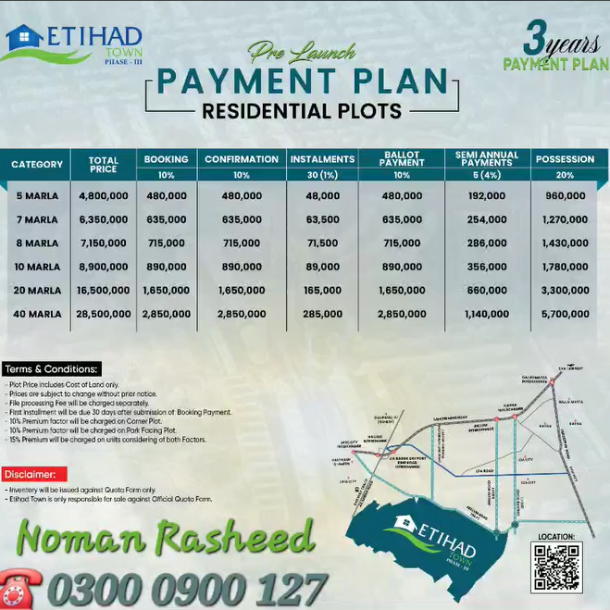 Affordable 40 Marla Plots Available For Sale On Installment Plan In Etihad Town Phase 3-1