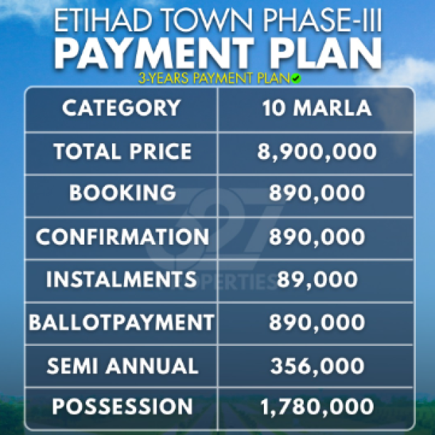 10 Marla Plots On Installment Plan Available For Sale In Etihad Town Phase 3-1