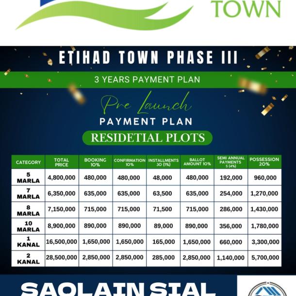 Best Price 40 Marla Plots Available For Sale On Installment Plan In Etihad Town Phase 3-1
