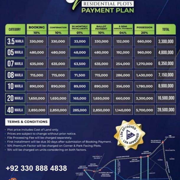 Best Price 8 Marla Plot On Installment Plan Available for Sale In Etihad Town Phase 3-1