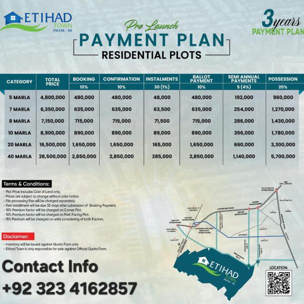 Reasonable 20 Marla Plots Available On Installment Plan In Etihad Town Phase 3-1