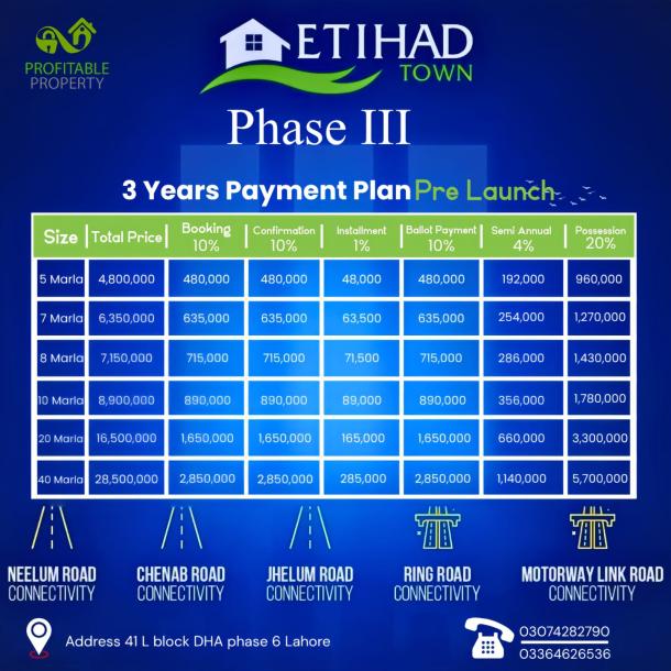 Affordable 40 Marla Plots Available For Sale On Installment Plan In Etihad Town Phase 3-1