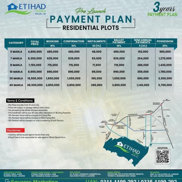 Reasonable 20 Marla Plots Available On Installment Plan In Etihad Town Phase 3-1