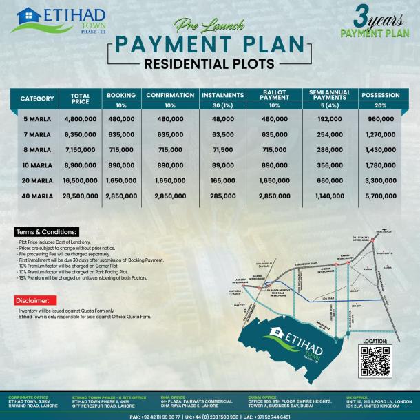 7 Marla Plots Available For Sale In Etihad Town Phase 3 Lahore-1