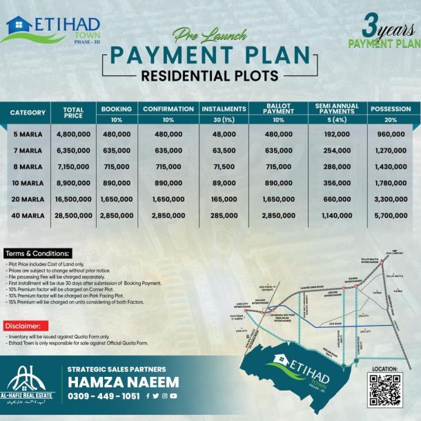 7 Marla Plots Available For Sale In Etihad Town Phase 3 Lahore-1