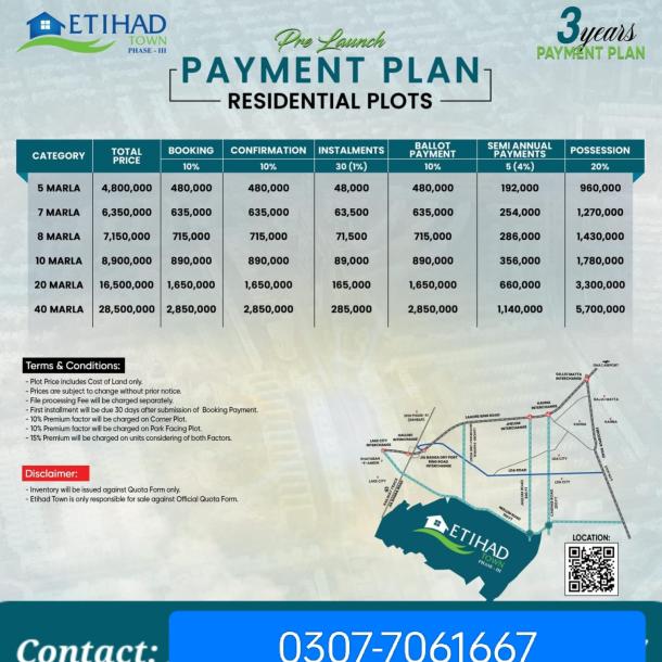 8 Marla Best Location Plots Available For Sale In Etihad Town Phase 3 Lahore-1