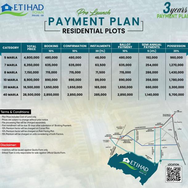 2 Kanal Plots Available For Sale In Etihad Town Phase 3 Lahore-1