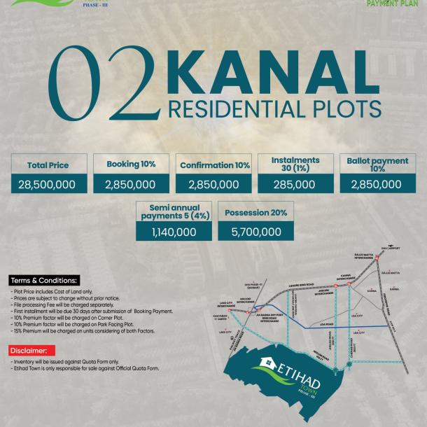 1 Kanal Plots Available For Sale In Etihad Town Phase 3 Lahore-3