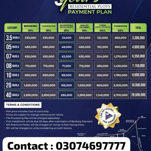 3.5 Marla Plots Available For Sale In Etihad Town Phase 3 Lahore-1