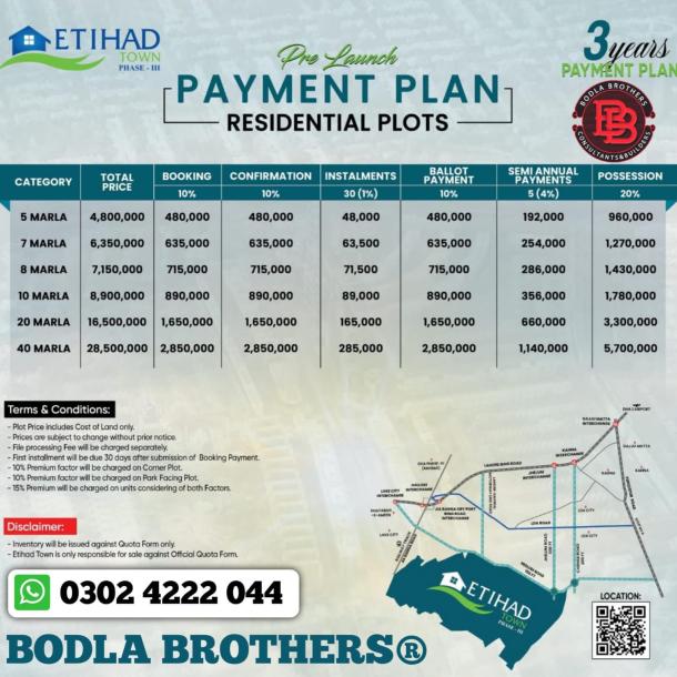 7 Marla Plots Available For Sale In Etihad Town Phase 3 Lahore-1