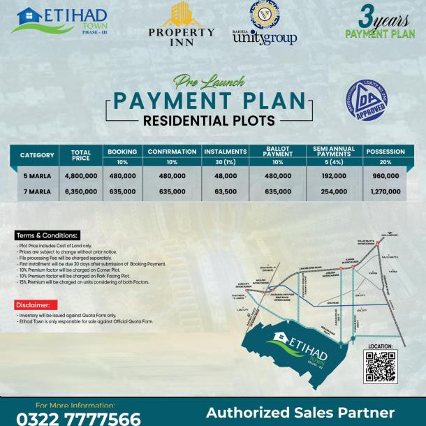 10 Marla Plots Available For Sale In Etihad Town Phase 3 Lahore-1