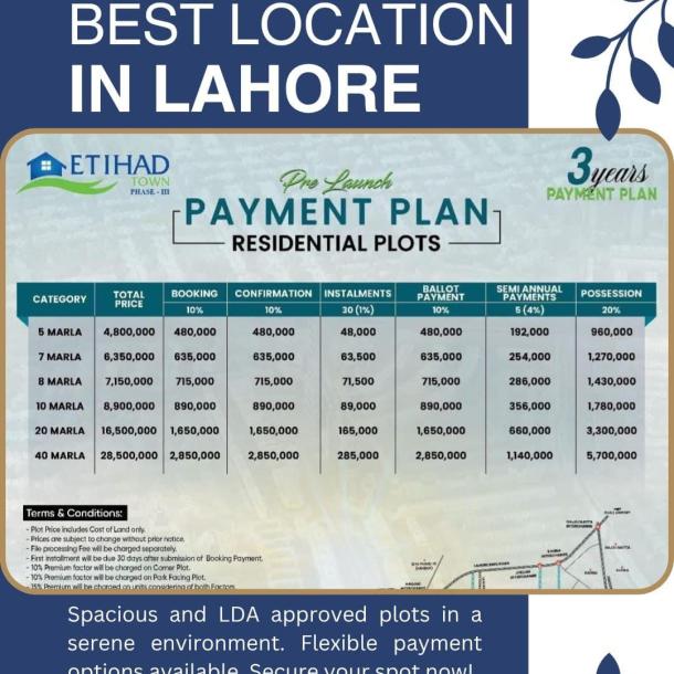 8 Marla Best Location Plots Available For Sale In Etihad Town Phase 3 Lahore-1