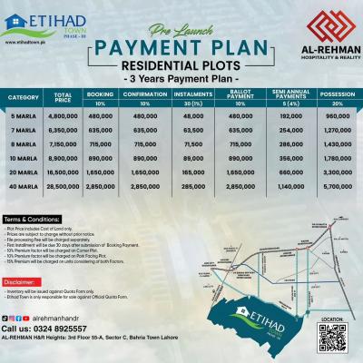 10 Marla Plots Available For Sale In Etihad Town Phase 3 Lahore