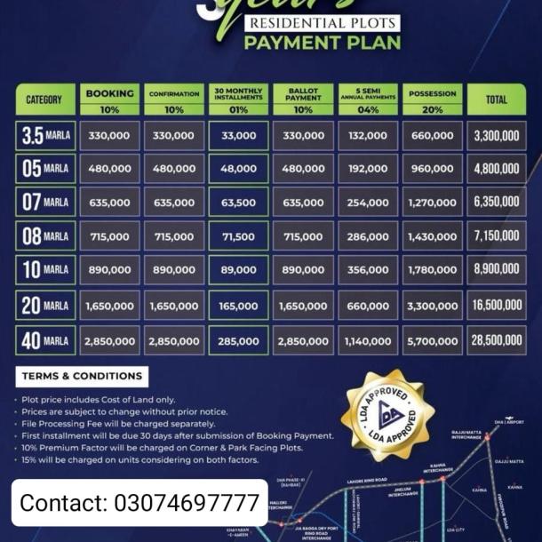 8 Marla Best Location Plots Available For Sale In Etihad Town Phase 3 Lahore-1