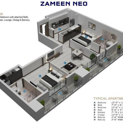 Comfort and Elegance: 3-Bedroom in Zameen Neo, Gulberg